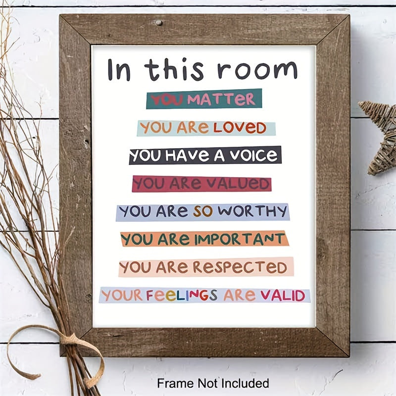 1pc "In This Room" Sign, Classroom Decor, Diversity Rainbow Poster, Diversity Classroom Pride Rainbow Boho Teacher Poster, Boho Students Room Decor, Teacher Gift, Positive Affirmation 8*10in Unframed Art