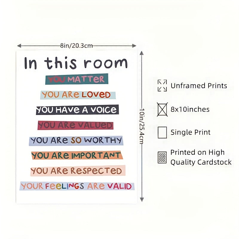1pc "In This Room" Sign, Classroom Decor, Diversity Rainbow Poster, Diversity Classroom Pride Rainbow Boho Teacher Poster, Boho Students Room Decor, Teacher Gift, Positive Affirmation 8*10in Unframed Art