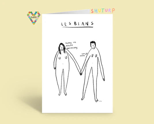 Lesbian Anniversary Card – Funny Hand-Drawn Illustration, LGBTQ Greeting Card