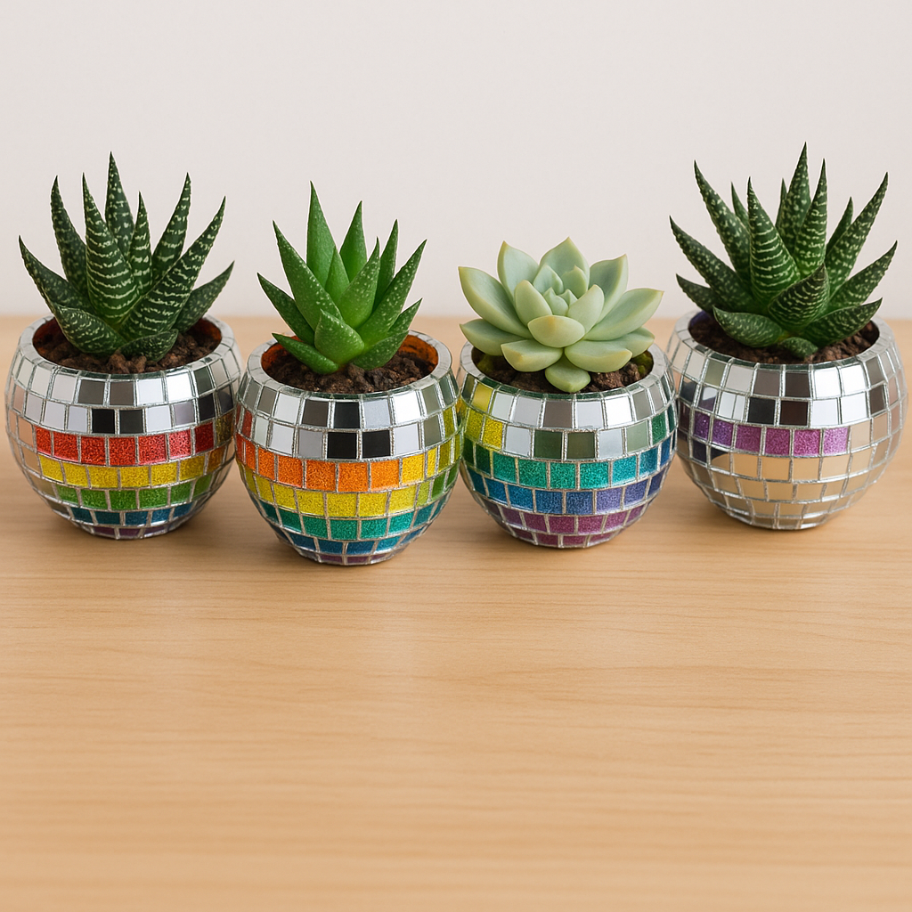Mini Pride Disco Ball Planters