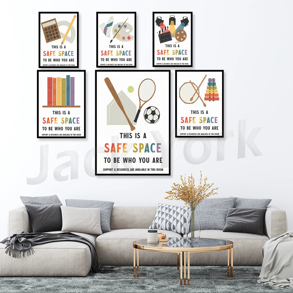 Safe Space Printable Poster – LGBTQ Classroom Wall Art, School Decor for Queer Kids