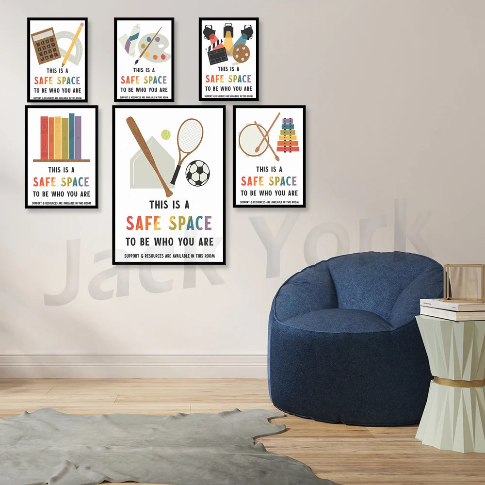 Safe Space Printable Poster – LGBTQ Classroom Wall Art, School Decor for Queer Kids