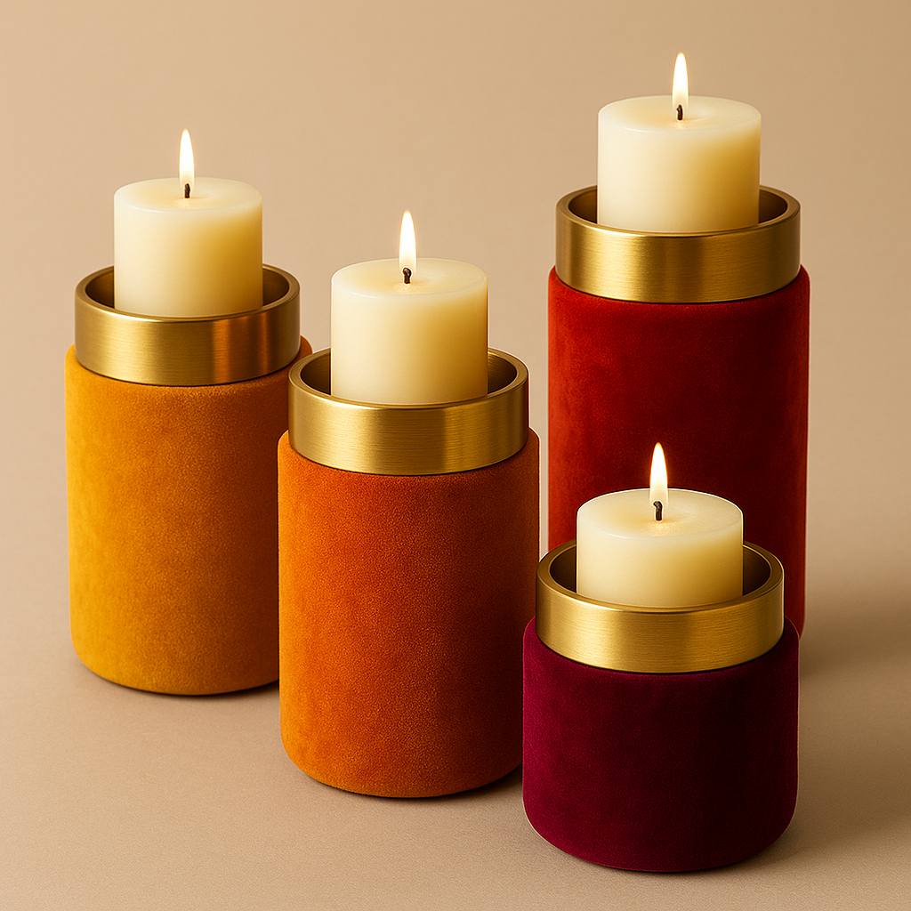 Velvet & Brass Candle Holders
