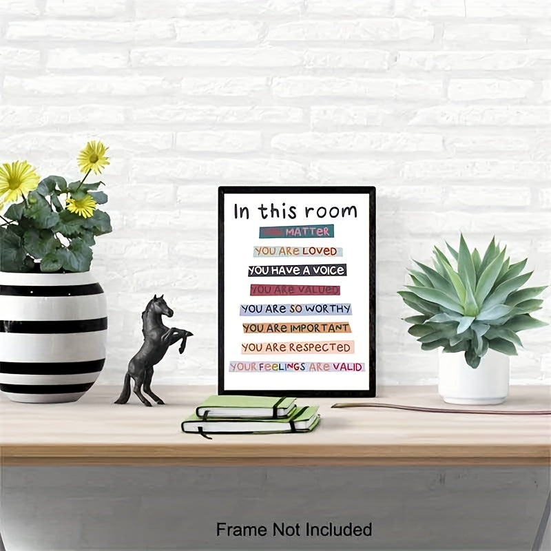 1pc "In This Room" Sign, Classroom Decor, Diversity Rainbow Poster, Diversity Classroom Pride Rainbow Boho Teacher Poster, Boho Students Room Decor, Teacher Gift, Positive Affirmation 8*10in Unframed Art