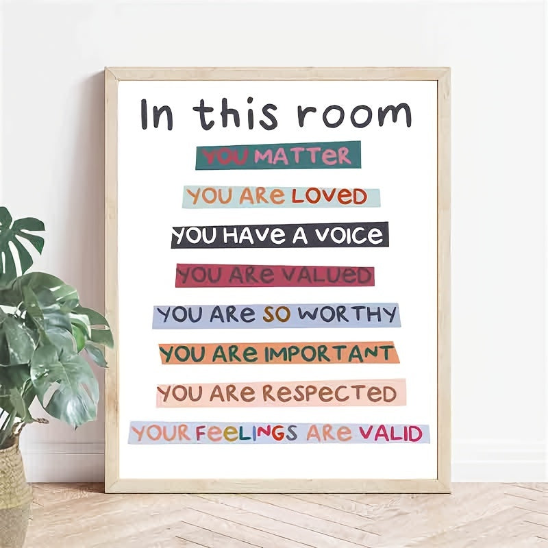 1pc "In This Room" Sign, Classroom Decor, Diversity Rainbow Poster, Diversity Classroom Pride Rainbow Boho Teacher Poster, Boho Students Room Decor, Teacher Gift, Positive Affirmation 8*10in Unframed Art