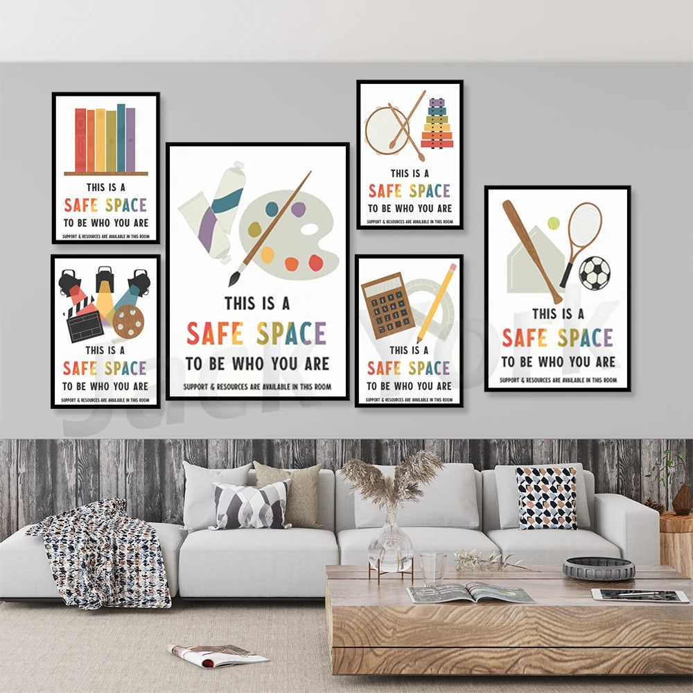 Safe Space Printable Poster – LGBTQ Classroom Wall Art, School Decor for Queer Kids