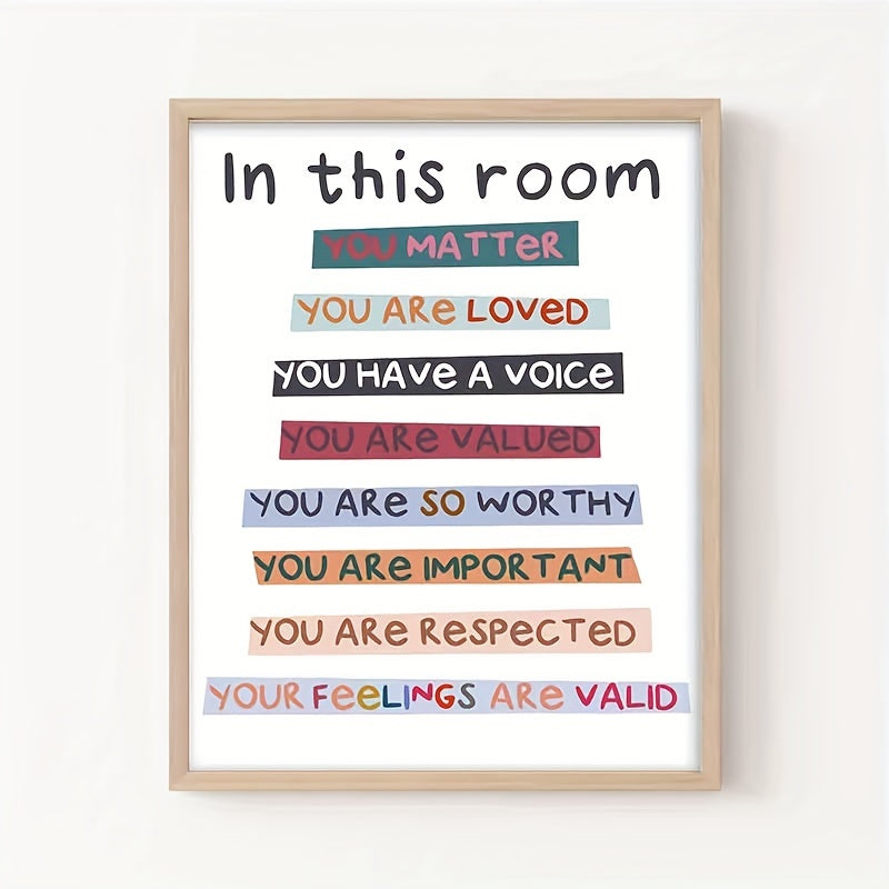 1pc "In This Room" Sign, Classroom Decor, Diversity Rainbow Poster, Diversity Classroom Pride Rainbow Boho Teacher Poster, Boho Students Room Decor, Teacher Gift, Positive Affirmation 8*10in Unframed Art