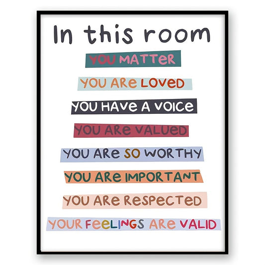 1pc "In This Room" Sign, Classroom Decor, Diversity Rainbow Poster, Diversity Classroom Pride Rainbow Boho Teacher Poster, Boho Students Room Decor, Teacher Gift, Positive Affirmation 8*10in Unframed Art
