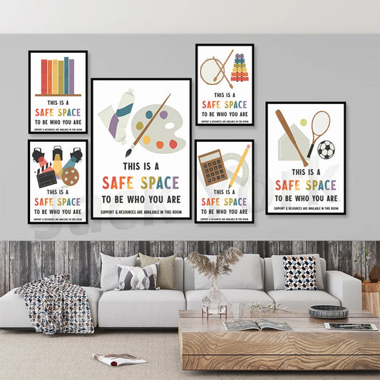 Safe Space Printable Poster – LGBTQ Classroom Wall Art, School Decor for Queer Kids