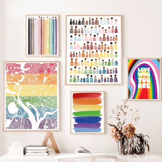 Modern LGBTQ Pride Month Canvas Poster – Vibrant Wall Art for Bedroom, Living Room, or Corridor, No Frame